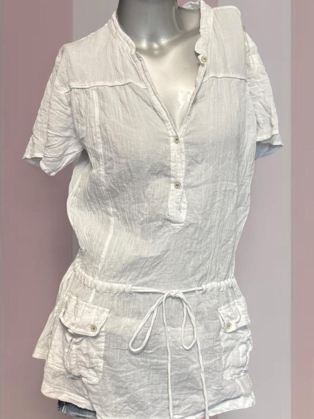 DKNY Babydoll tie-waist shirt